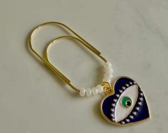 Gold Planner Paper Clip | Gold Bookmark for Journal | Evil Eye Accessories | Cute Adorable Planning Accessory | Book Placeholder Charm