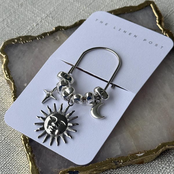 Planner Paper Clip Silver Bookmark for Journal with Sun Moon and Stars Accessories Cute Adorable Planning Accessory Book Placeholder Charm