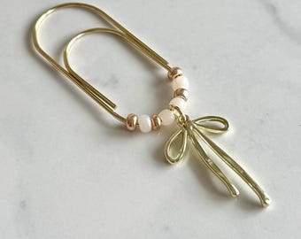 Planner Paper Clip | Gold Plated Bow Bookmark for Journal | Accessories | Cute Adorable Planning Accessory Book Charm Coquette Style Bow