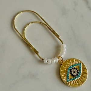 Paperclip gouden planner | Gouden bladwijzer voor dagboek | Boze oog-accessoires | Leuk en schattig planningsaccessoire | Tijdelijke aanduiding voor boek