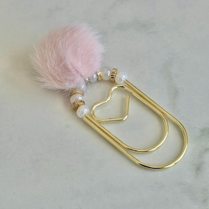 Accessoire d&#39;agenda pour la Saint-Valentin, trombone pour carnet de voyage, trombone, signet avec pompon, décoration rose pour agenda