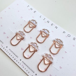Mini Rose Gold Paper Clips | Cute Stationary Paperclips | Planner Accessories | Heart Shaped Journal Charm | Office Supplies | Cute Planner