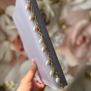 A5 Planner Decoration Accessory | Journal Chain Decor for Planning | Gold and Pearl Planner Chain with Charms | Stationary | Luxe