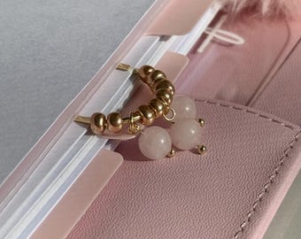 Planner Paper Clip  Rose Quartz Bookmark for Journal | Accessories | Cute Adorable Planning Accessory | Gold Plated Book Charm Genuine Stone
