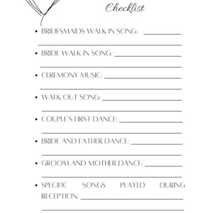 Wedding Song Playlist Checklist