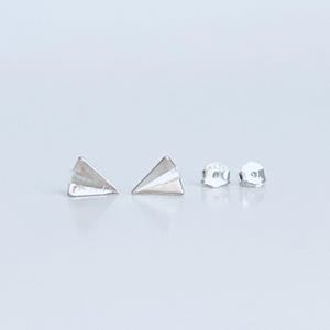 Small Sterling Silver Paper Airplane Studs. Delicate Silver Studs. Tiny Silver Paper Airplane Earrings. Gift for Teen Girls. Everyday Studs.