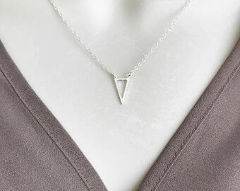 Delicate Triangle Necklace. Sterling Silver Triangle Necklace. Triangle Pendant. Geometric Necklace. Layering Necklace. Minimalist Jewelry.