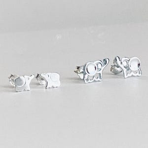 Sterling Silver Lucky Elephant Stud Earrings. Dainty Cute Elephant Jewelry. Minimalist Good Luck Gift for Her. Teens. Girls. Animal Lovers.