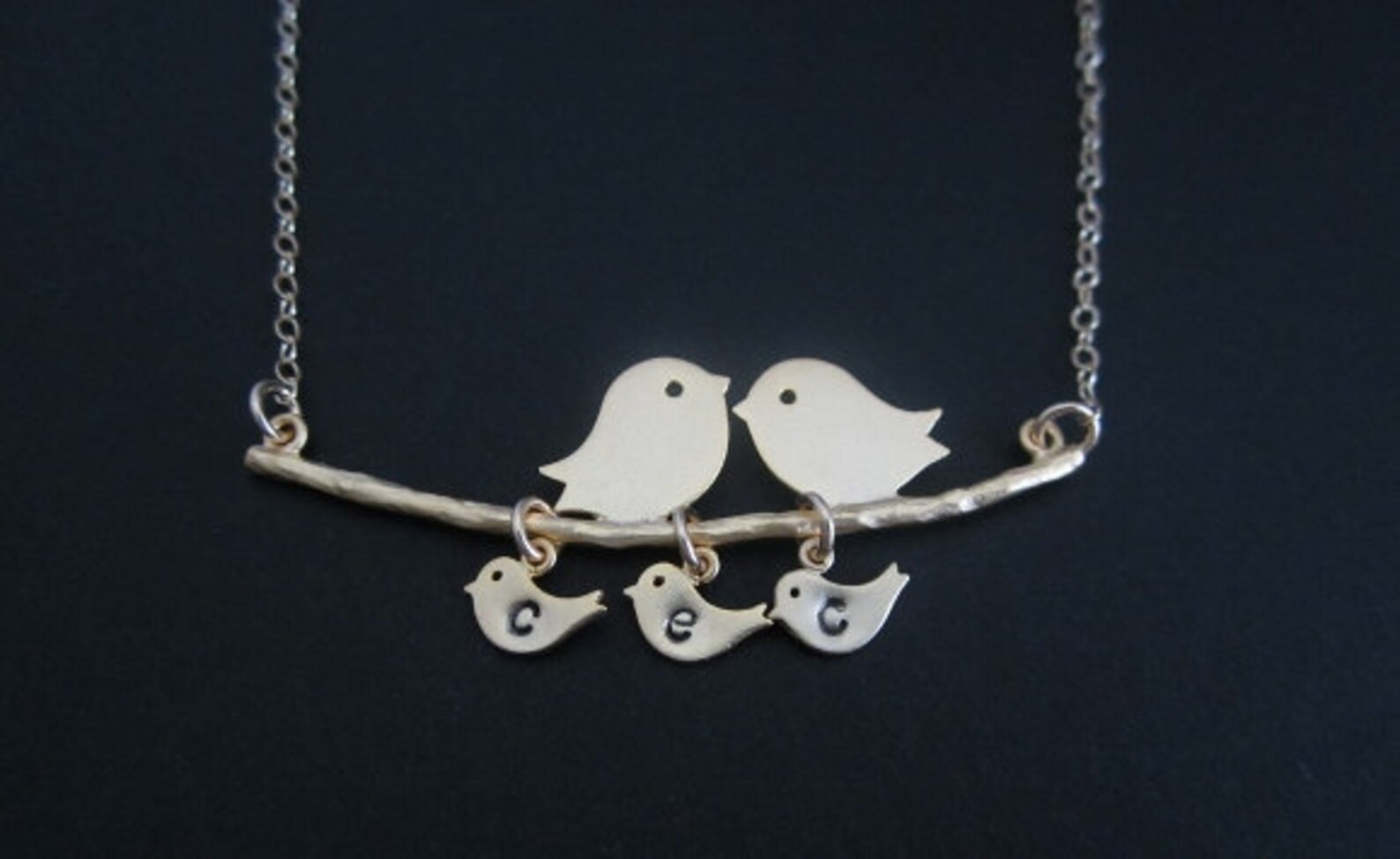 Personalized Family Necklace. Initial Baby Bird Charms. Baby Etsy