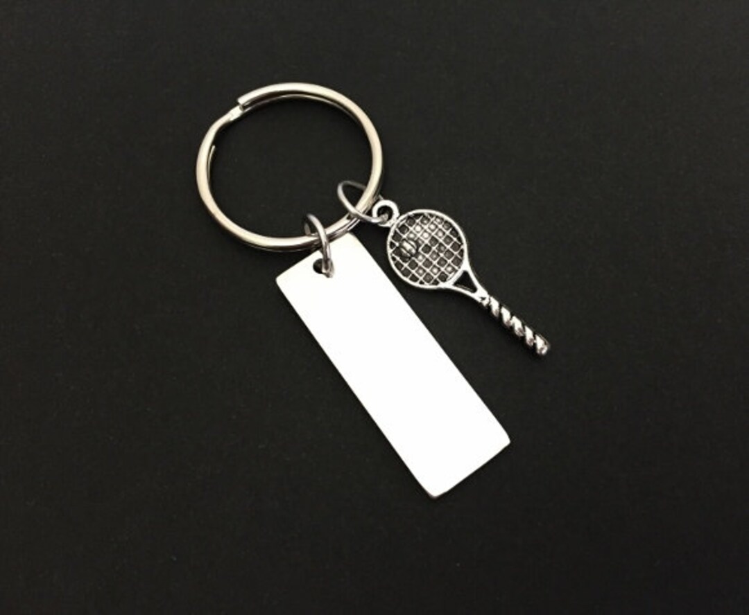 Tennis Key Chain. Personalized Stainless Steel Key Chain. Etsy