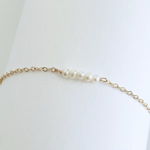 Dainty Pearl Bar Bracelet in Sterling Silver. Gold Filled. Rose Gold. Delicate Minimalist Bracelet. Layered Pearl Bracelet. Gift for Her.