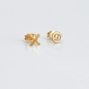 Tiny XO Studs. GOLD Over Sterling Silver Studs. Unisex Earrings. Hugs & Kiss Stud Earrings. Hugs and Kisses. XO Studs. Love Earrings.