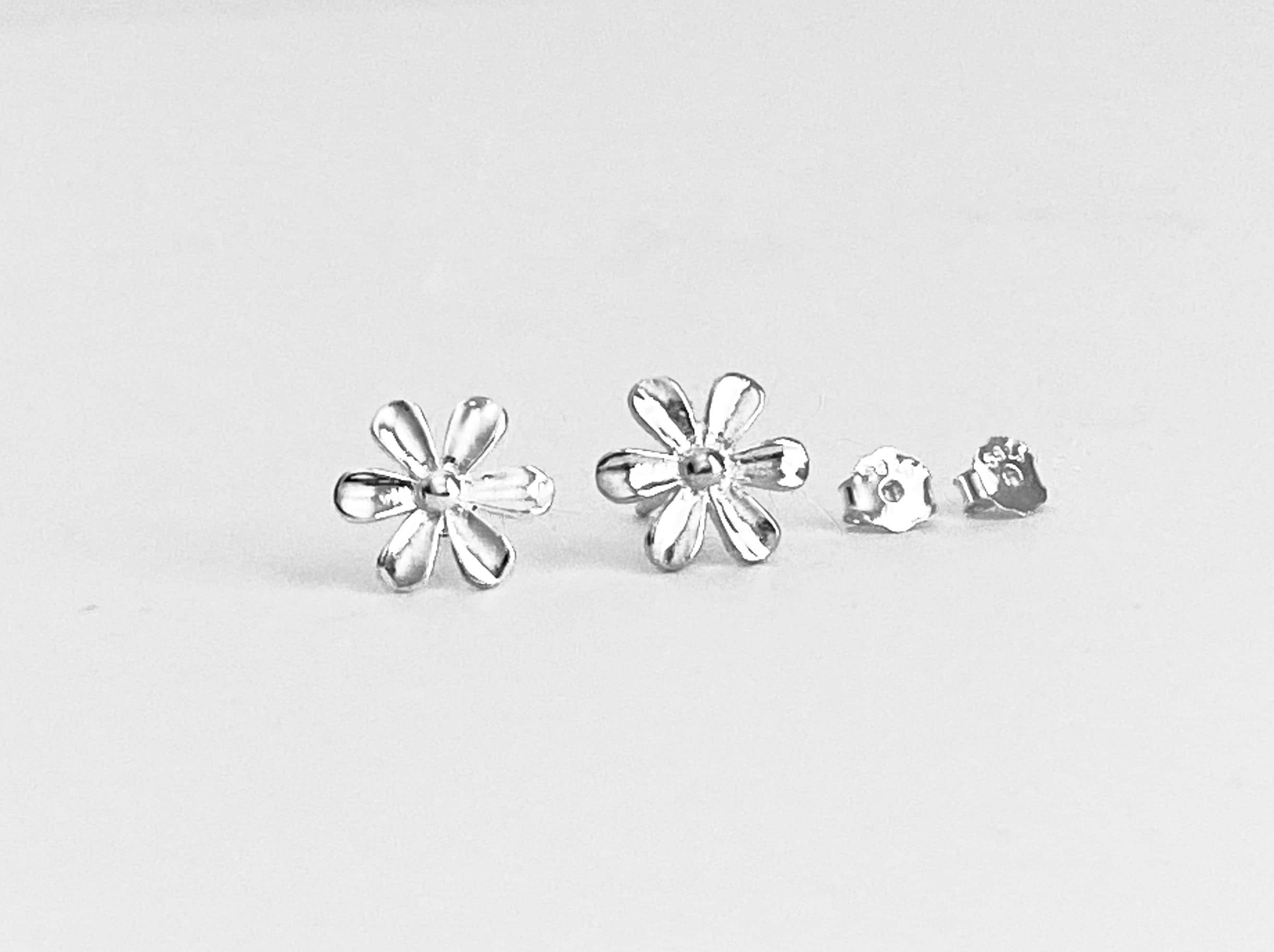 Sterling Silver Flower Studs. Small Silver Flower Earrings