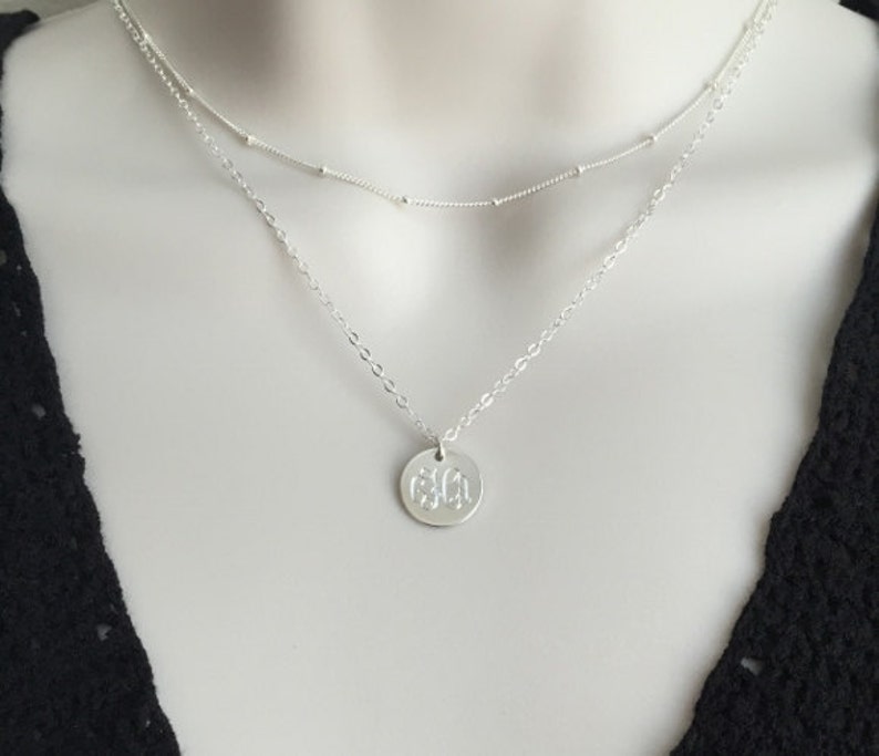 2 Dainty Necklace Set: Satellite Chain Necklace. 3 Initial - Etsy