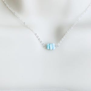 Larimar Necklace. Minimalist Natural Gemstone Necklace. Chic Blue Larimar Necklace. Dainty Layering Beaded Larimar Necklace. Gift for Her.