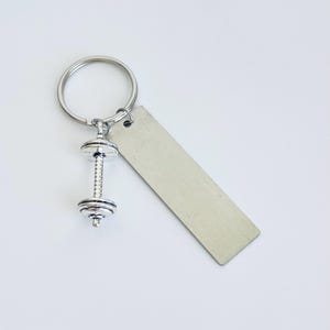 Personalized Large Dumbbell Key Chain.  Customized Gym Workout Key Chain. Crossfit Weightlifting Exercise Keychain. Fitness Workout Gifts.