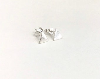 Tiny Sterling Silver Triangle Studs. Sterling Silver Triangle Ear Studs. Gift for Her. Everyday Earrings. Itsy Bitsy Triangle Stud Earrings.