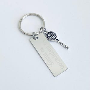 Personalized Tennis Key Chain. Engraved Tennis Player Key Ring. Gift for Tennis Players & Coach Appreciation. Sports Gift. Tennis Accessory.