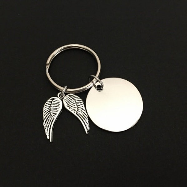 Personalized Angel Wings Key Chain. Customized Stainless Steel Tag. Name Key Chain. Remembrance Key Chain. Memorial Key Chain. Memory Gift.