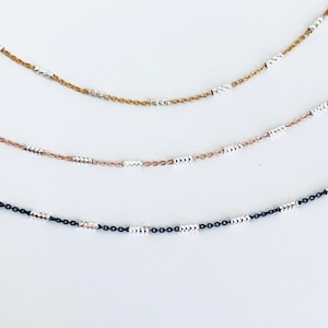 Delicate Chain Necklace. Sterling Silver Chain Necklace. Two Tone Chain Necklace. Rose Gold Chain. Layering Necklace. Everyday Necklace.
