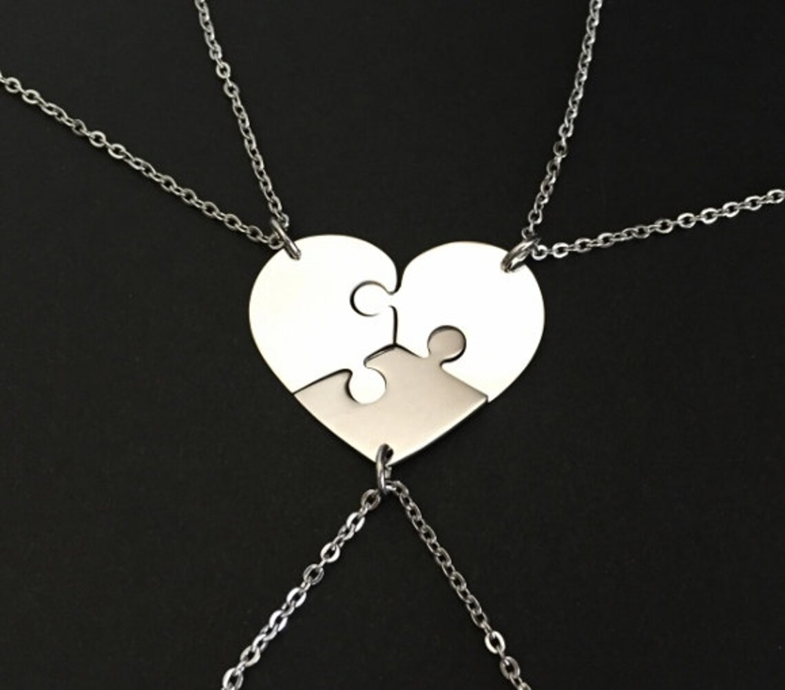 3 Stainless Steel Heart Puzzle Necklaces. 3 Puzzle Necklace Etsy