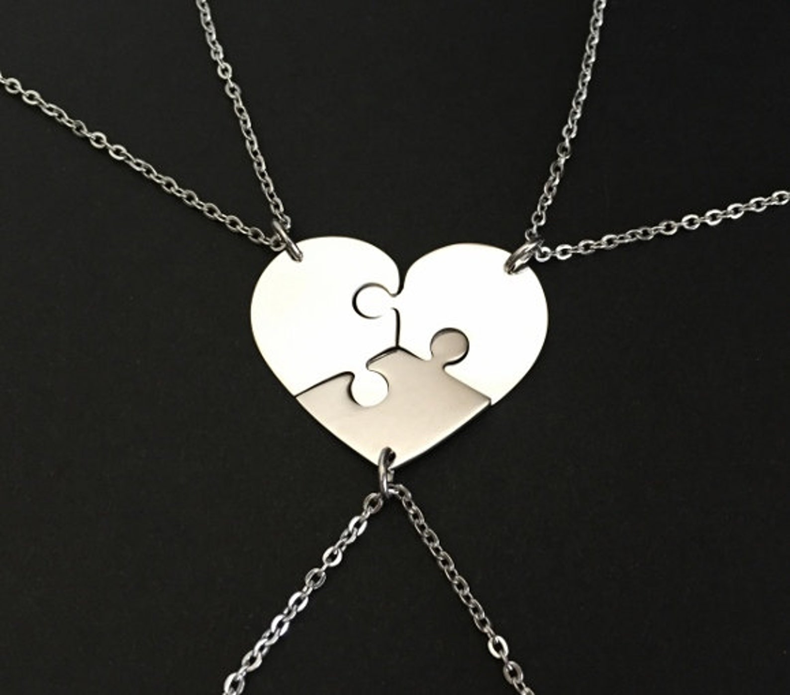 3 Stainless Steel Heart Puzzle Necklaces. 3 Puzzle Necklace Etsy