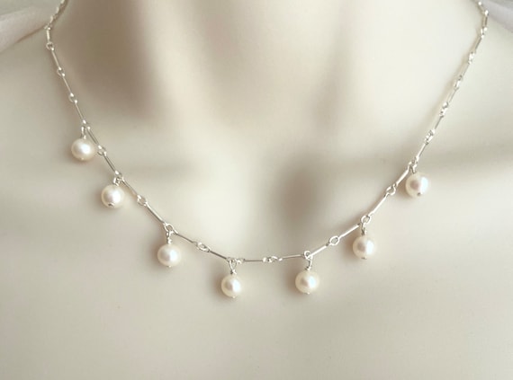 Ancient Roman Glass Necklace Sterling Silver with Cultured Freshwater Pearl Layer Ancient Roman Glass Necklace Sterling Silver with Cultured Freshwater Pearl Layer