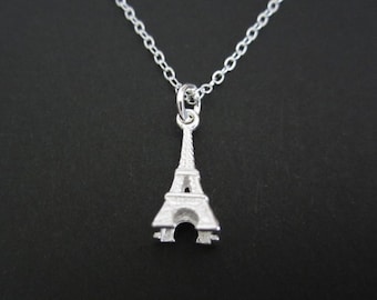 Sterling Silver Eiffel Tower Necklace. Silver Pendant Necklace. Modern Everyday Jewelry. Eiffel Tower Pendant. Simple Everyday Necklace.