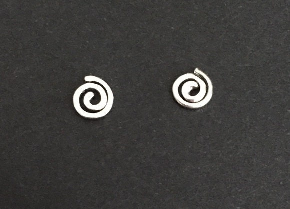 Tiny Sterling Silver Swirl Earrings. Little Swirl Studs. Sterling Sil…