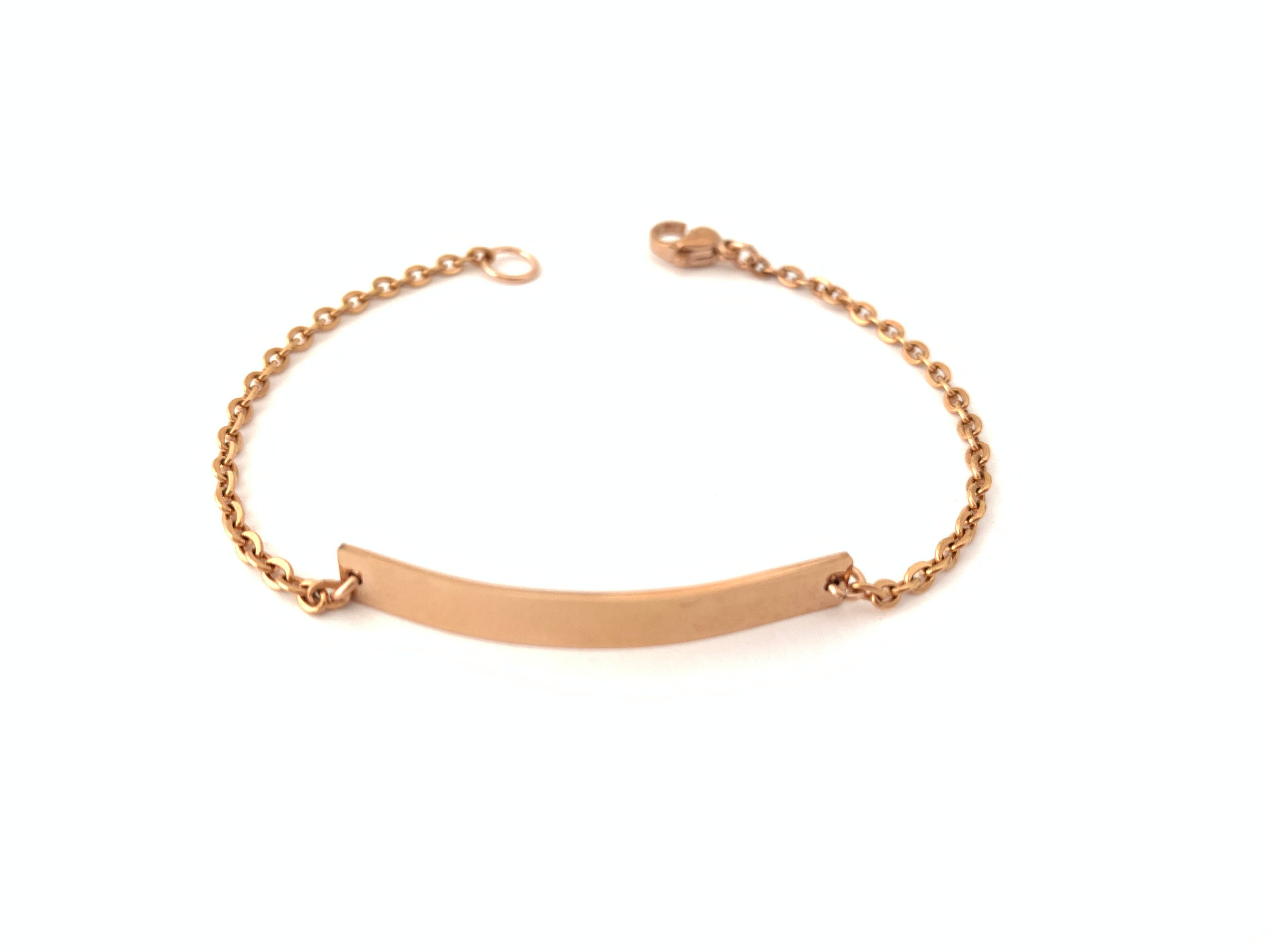 Custom Rose Gold Bar Bracelet. Rose Gold Name Bracelet. Etsy