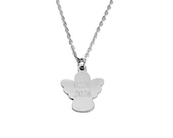 Personalized Stainless Steel Angel Charm Necklace. Engraved Remembrance Memorial Gift. You are my Angel Family Keepsake Gift for mom.Grandma
