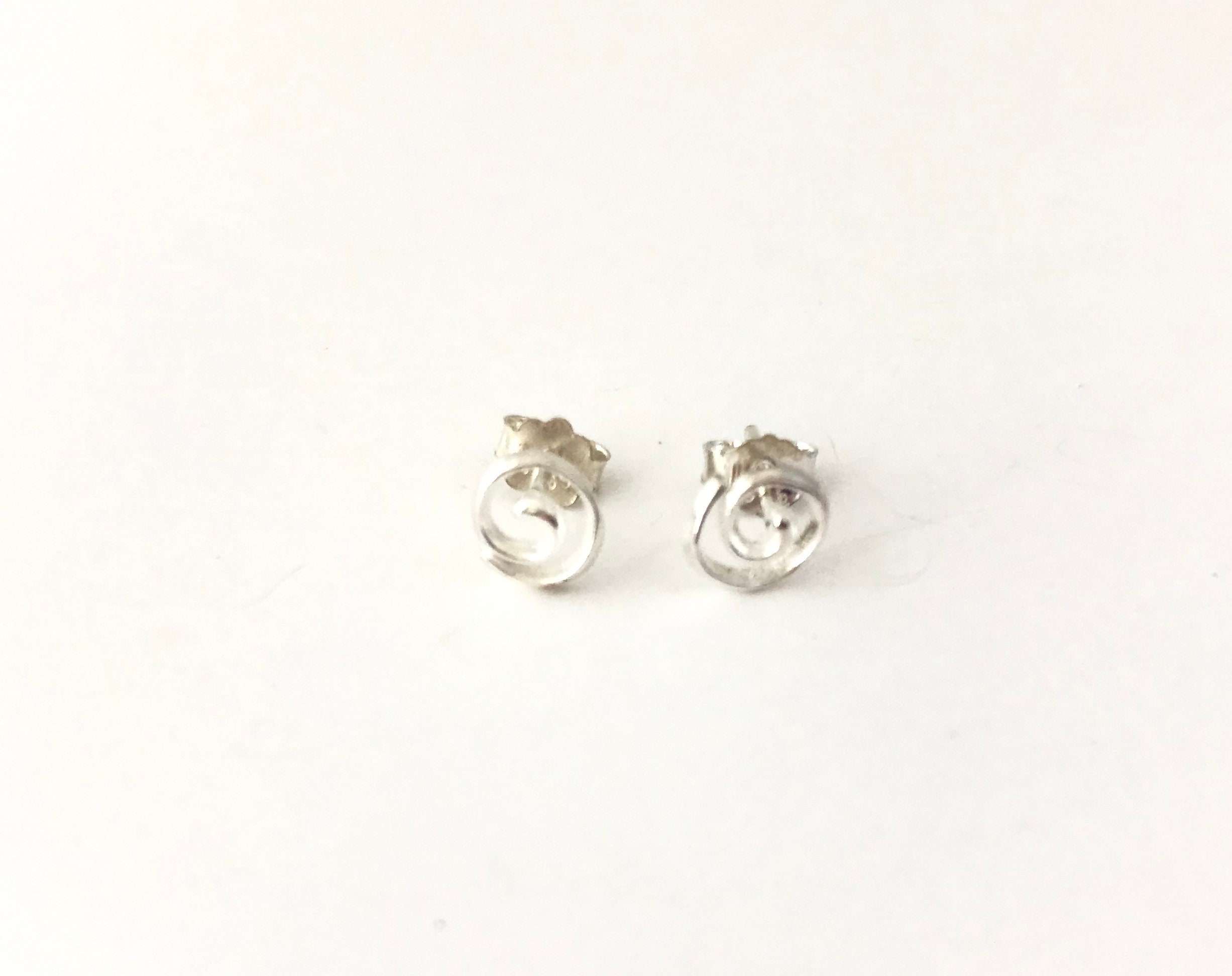 Tiny Sterling Silver Swirl Earrings. Little Swirl Studs. | Etsy