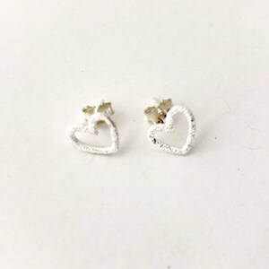 Small Sterling Silver Heart Studs. Silver Sideway Heart Studs. Gift for Her. Heart Ear Studs. Sterling Silver Heart Studs. Birthday Gift.