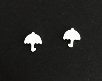 Tiny Sterling Silver Umbrella Studs. Cute Umbrella Stud Earrings. Gift for Her. Everyday Earrings. Itsy Bitsy Solid Umbrella Stud Earrings.