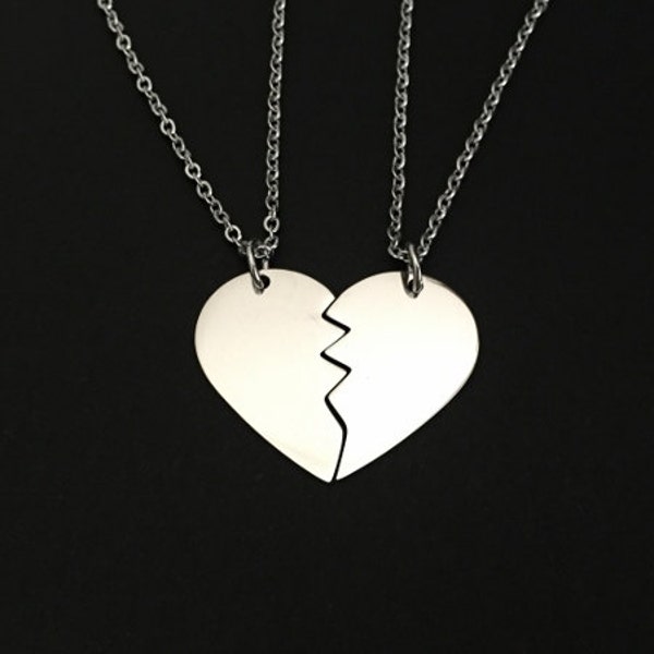 Broken Heart Necklace Etsy
