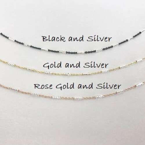 Rose Gold Silver Chain Necklace Two Tone Necklace Etsy