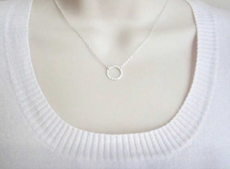 Eternity Charm Karma Necklace Circle of Life Friendship Gift. Minimal Necklace Sterling Silver Circle Necklace Layered Necklace