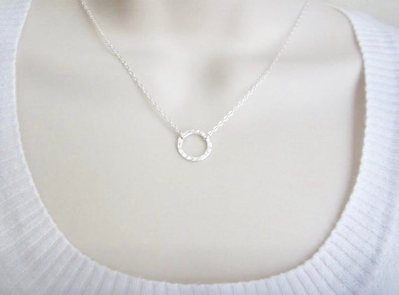 Eternity Charm Karma Necklace Circle of Life Friendship Gift. Minimal Necklace Sterling Silver Circle Necklace Layered Necklace