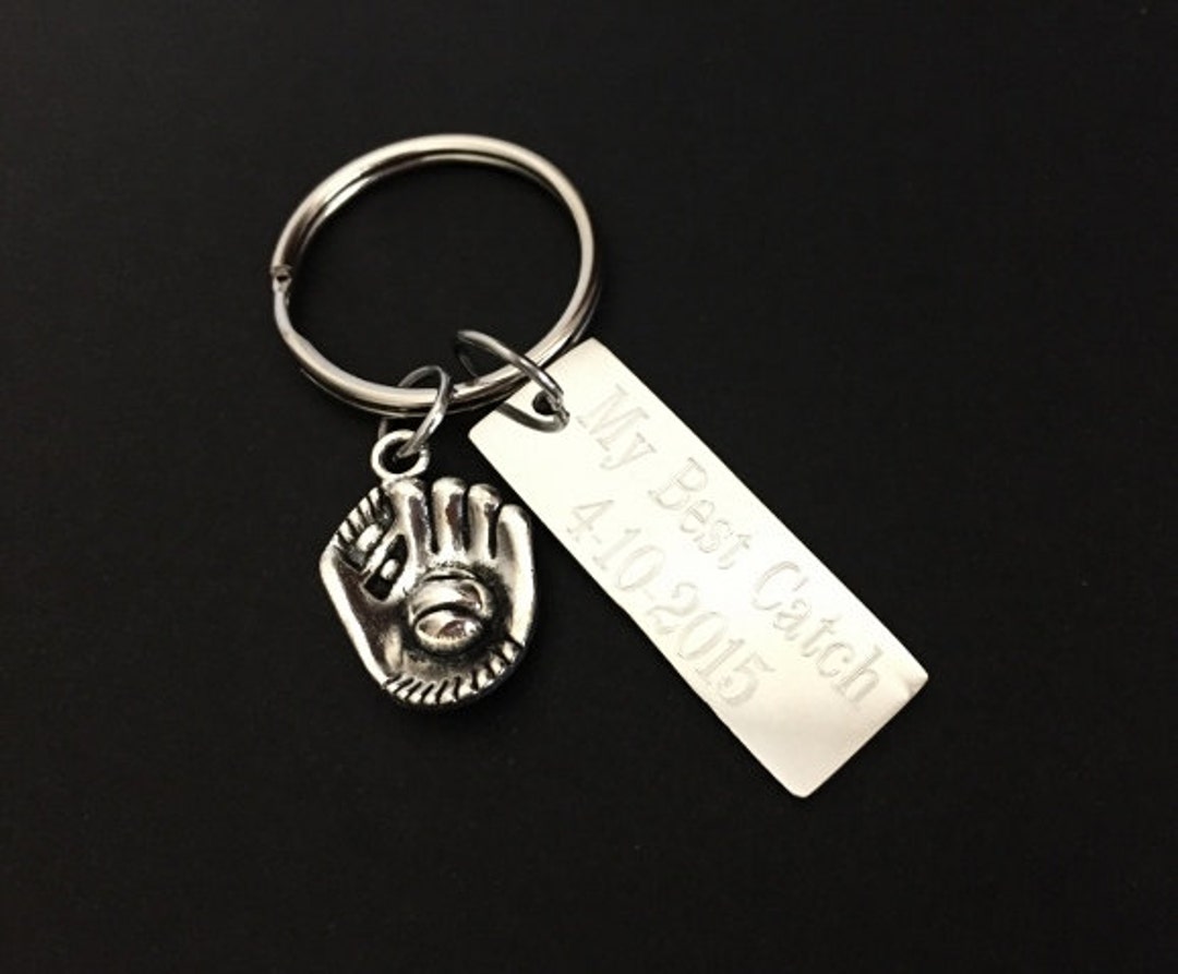 Personalized Baseball Mitt Key Chain. My Best Catch Key Etsy