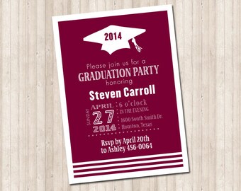 Custom Graduation Hat Invitation (I can change to your school colors)