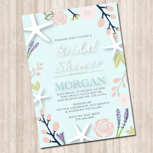 Bridal Shower Floral Starfish Beach Invitation