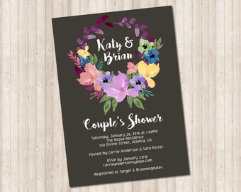 Water Color Floral Wreath Invitation for a Shower or Party