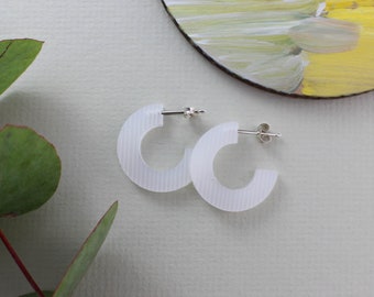 White Hoop Earrings - Wedding Jewellery - Statement Hoops - Acrylic Earrings - Laser Cut Earrings - Pretty Earrings