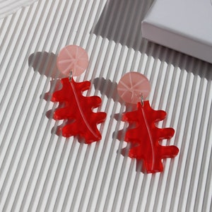 Red Abstract Art Earring - Abstract art style earrings - Acrylic Earrings - Arty Jewellery - Happy Jewellery