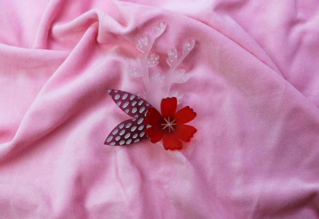 Spilla vintage con fiore rosa, tono oro, gioiello vintage, spilla con fiore rosa e oro, grande, regalo di gioielli retrò, spilla floreale vintage rosa grande MCM - Italia