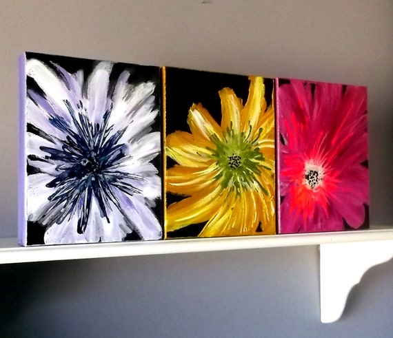 Flower Wall Decor Acrylic Painting Home Decor Wall Hanging Flower Art Living Room Bathroom Bedroom Laundry Flower Wall Art Vibrant Colors