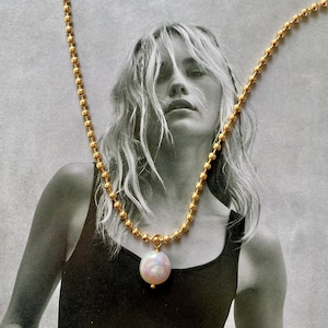 Freshwater Pearl Coin Ball Chain Gold Filled Layering Necklace