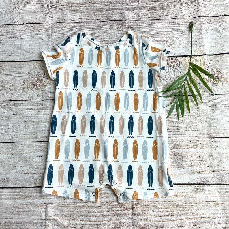 The OG Charlotte Mall Romper in Surfboard Stripes Bum Baby Beach Su Spasm price Beachy