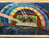 Radio City Music Hall- World 39 s Largest Theatre, New York City- Vintage NY Linen Postcard