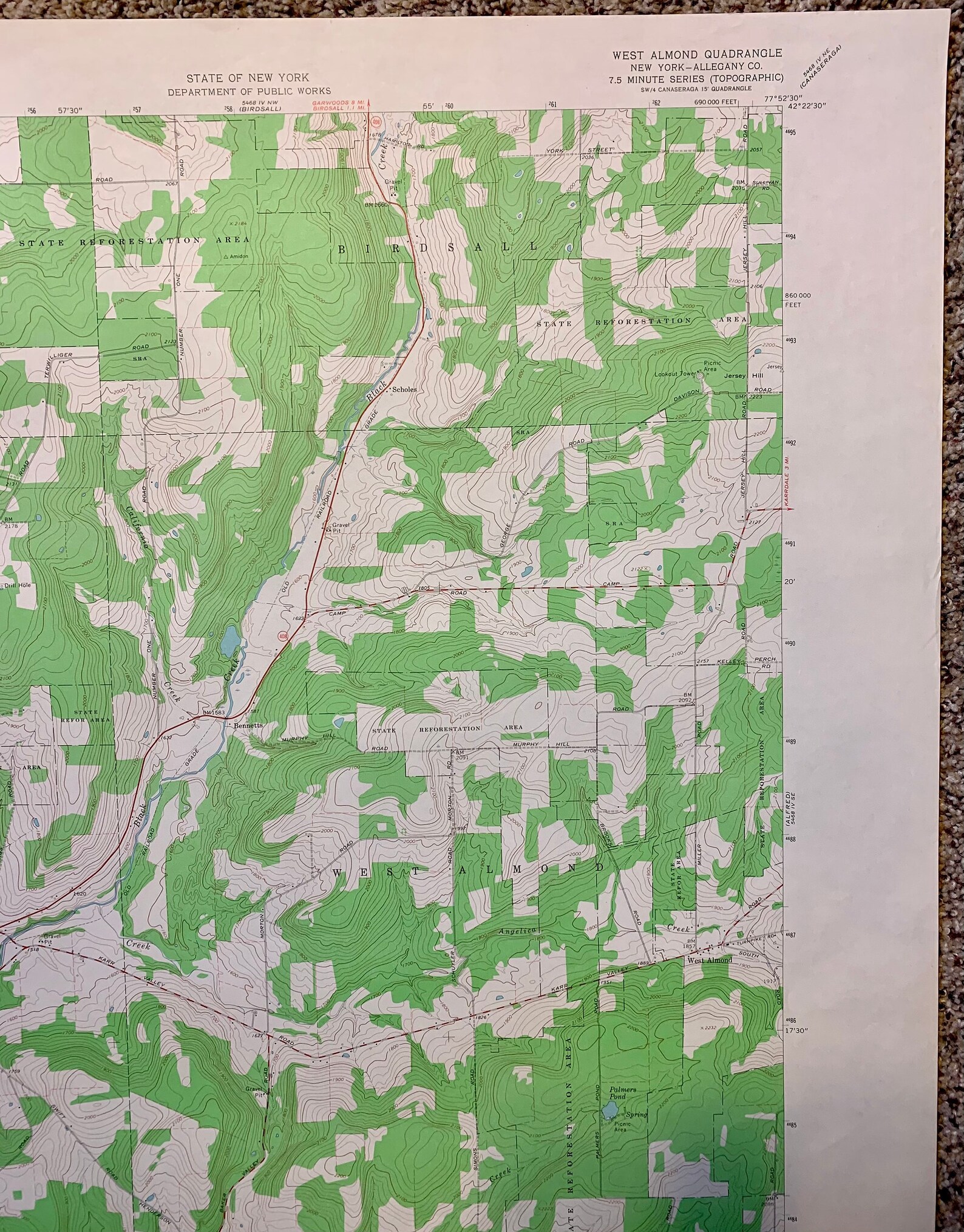 1966 West Almond Quadrangle NY Original Vintage Allegany Etsy